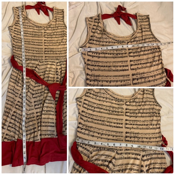 Effie’s Heart Symphony music notes belted tie waist dress women’s size small - Picture 5 of 5